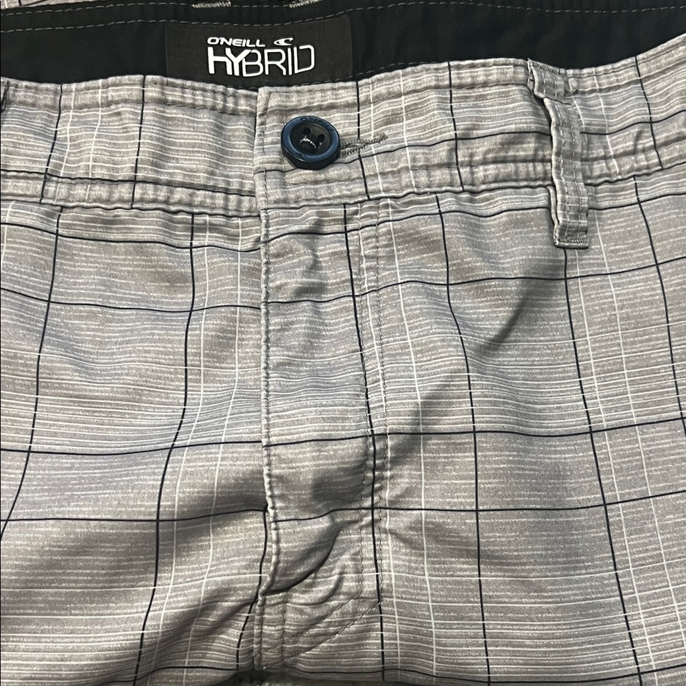 O'Neill Hybrid Black and Gray Checkered Shorts